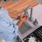 Bucatarie Insula Chef's Cook N Create Island Kitchen Kidkraft cu Masuta si Bancuta cu sunete si lumini